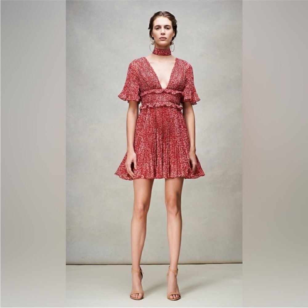 NWT AMUR Red Patterned Mini Dress, US6